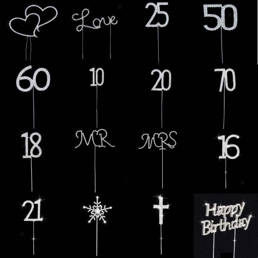 Number 60 Years with Rhinestones for Cake Decoration