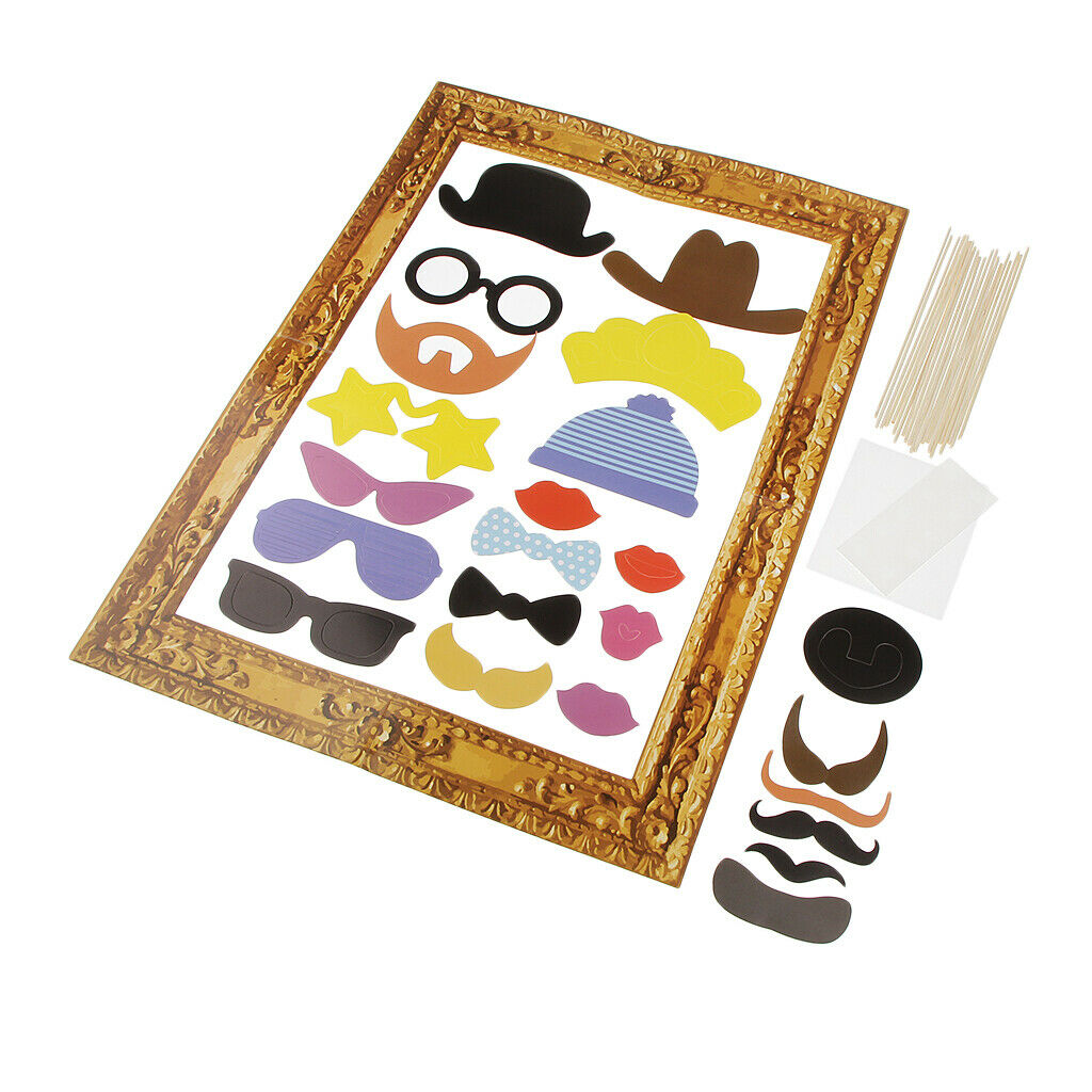 DIY Chalkboard Selfie Frame Photo Booth Props Kits Funny Party Accessories