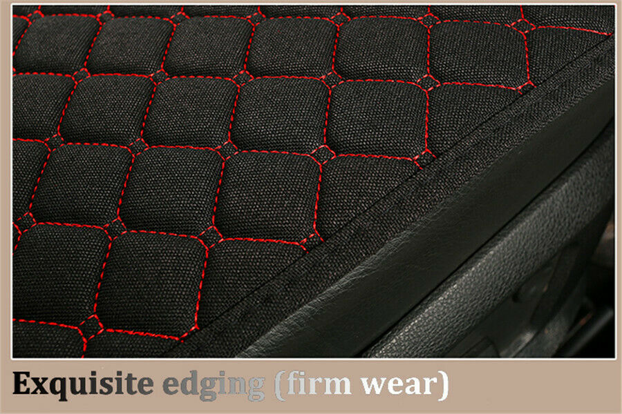 2* Front Seat Cover Breathable Linen Cushion Protector For Auto Car Black + Red