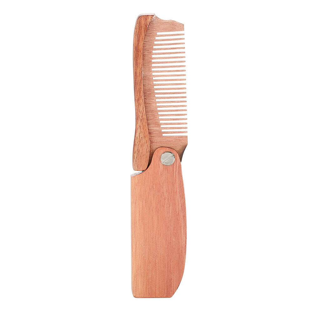 Wooden Folding Hair Brush Moustache Mustache Beard Comb Styling Tool Facial Care