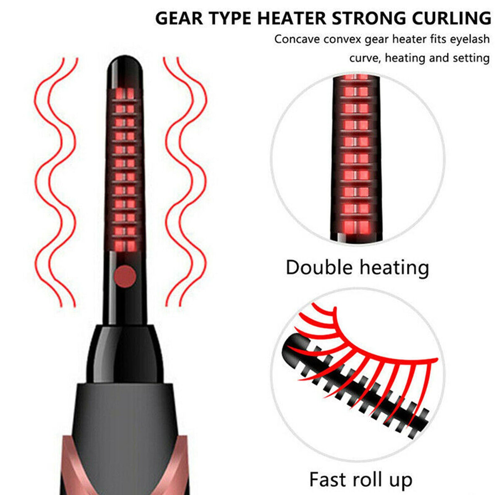 USB Rechargeable Electric Heated Eyelash Curler Beauty Makeup Tool Portable