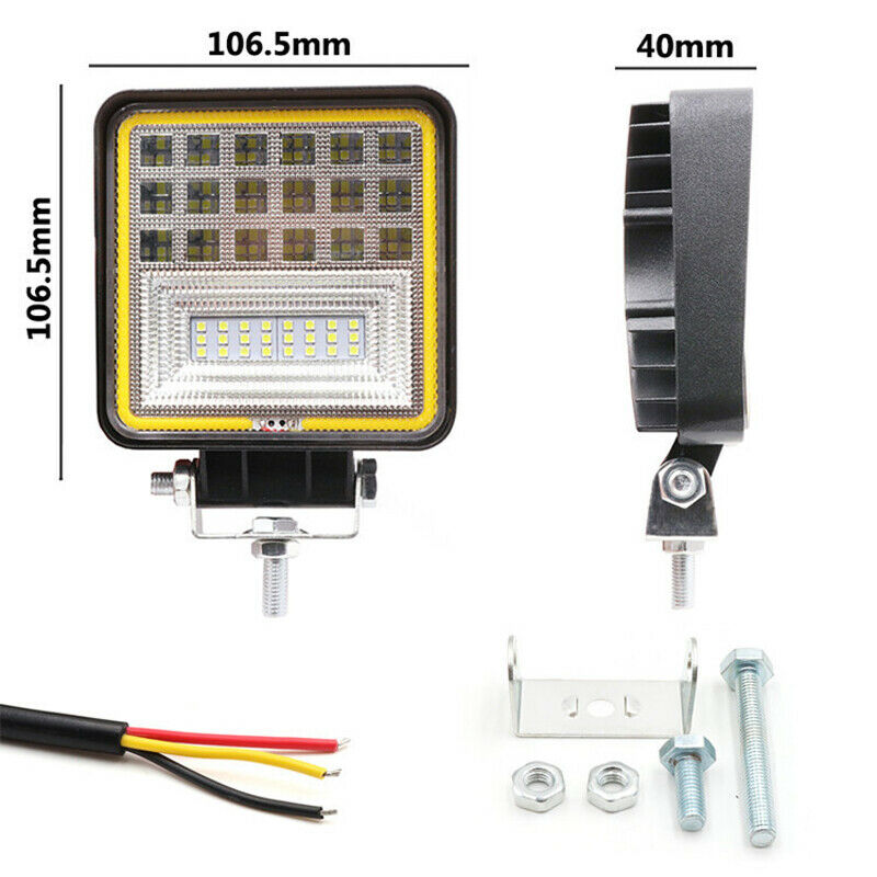 126W Led Work Light Off-Road Headlight 9V-36V Spot Light Tractor Truck Excavator
