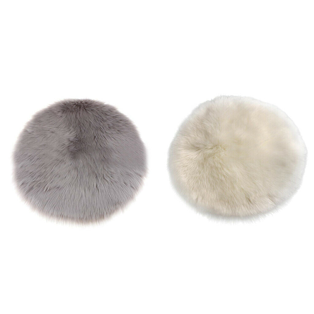 2 Pieces Soft Round Fluffy Rug, Small Area Rugs Faux Wool Carpet Mat For Kids