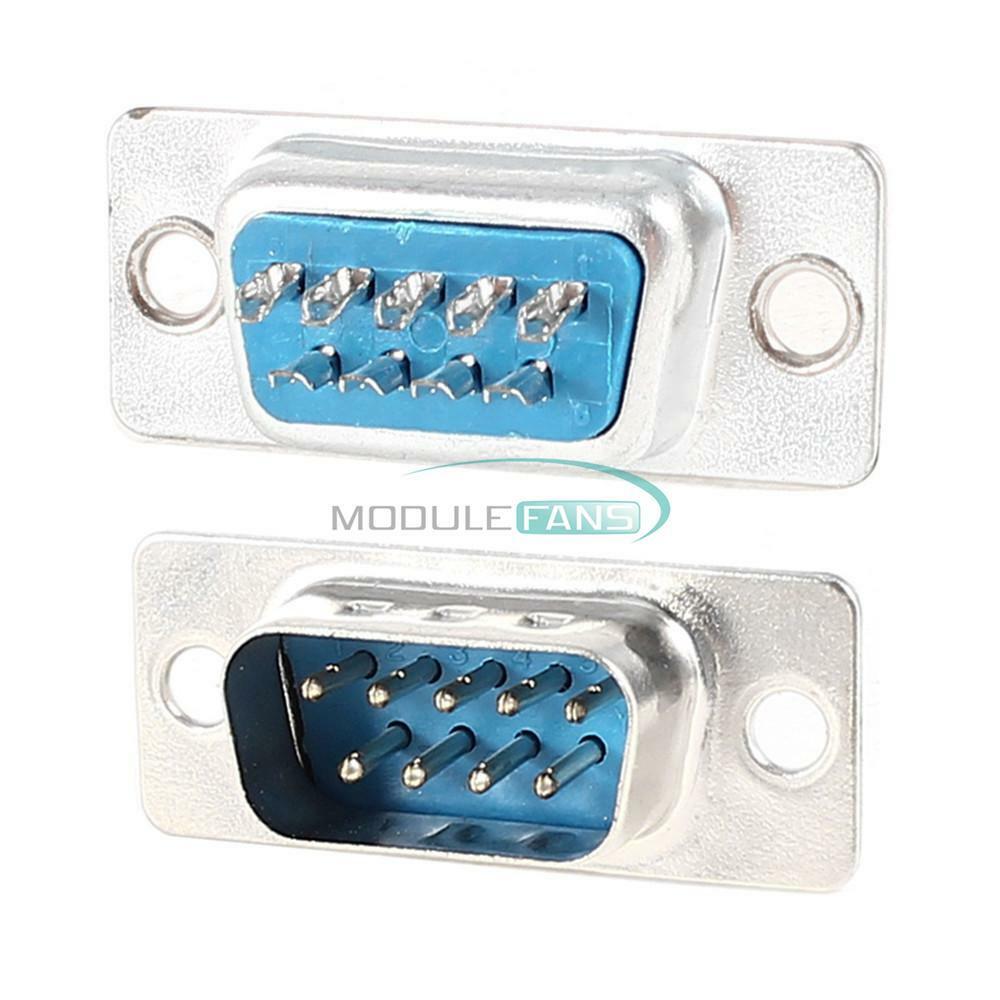 10PCS RS232 Male Plug Socket DB9 9-Pin 2 Rows Solder Type Connector Adapter