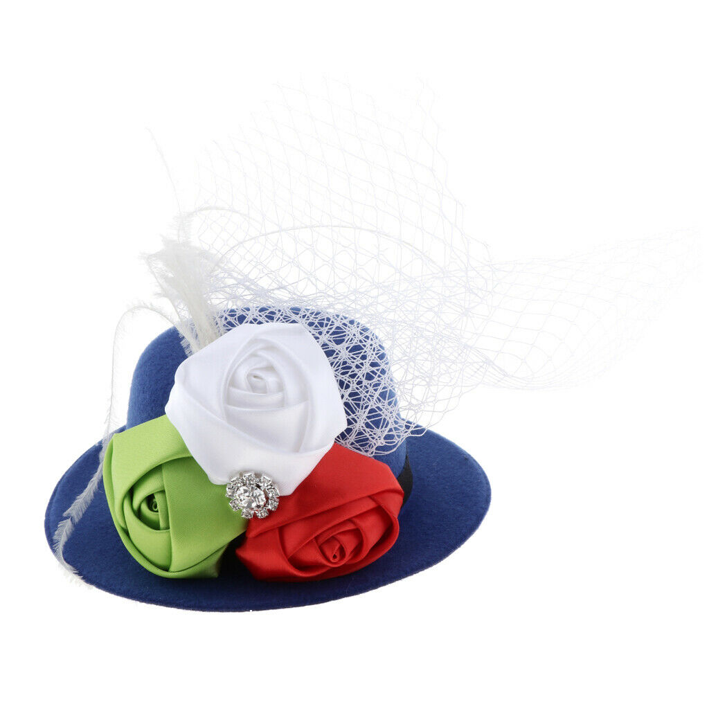 Rose Feather Hat Child Mini Top Hat Fascinator Feather Headpiece  Blue