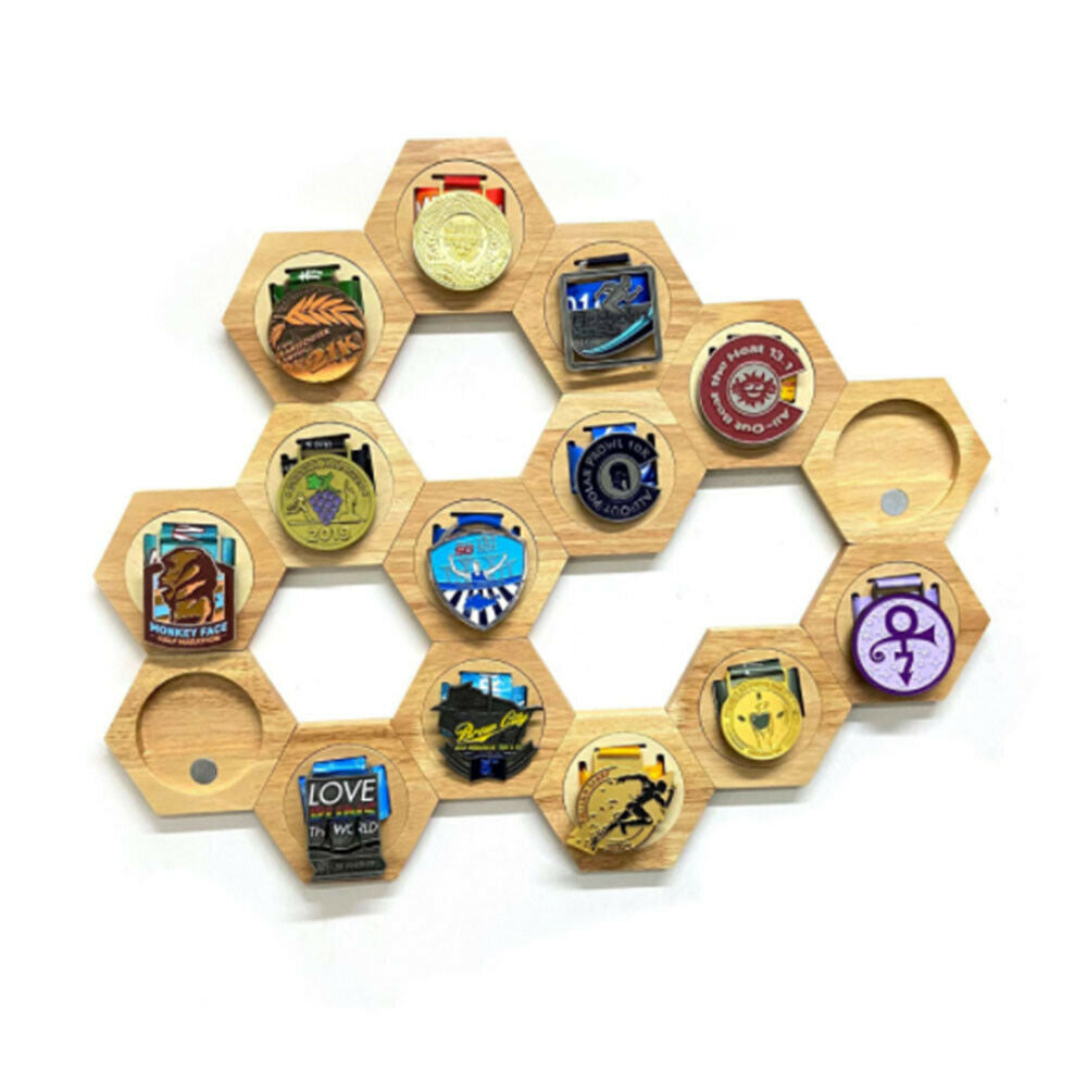 Wooden Hexagon Medals Storage Shelf Homes Decorative For  Bedroom Decoration