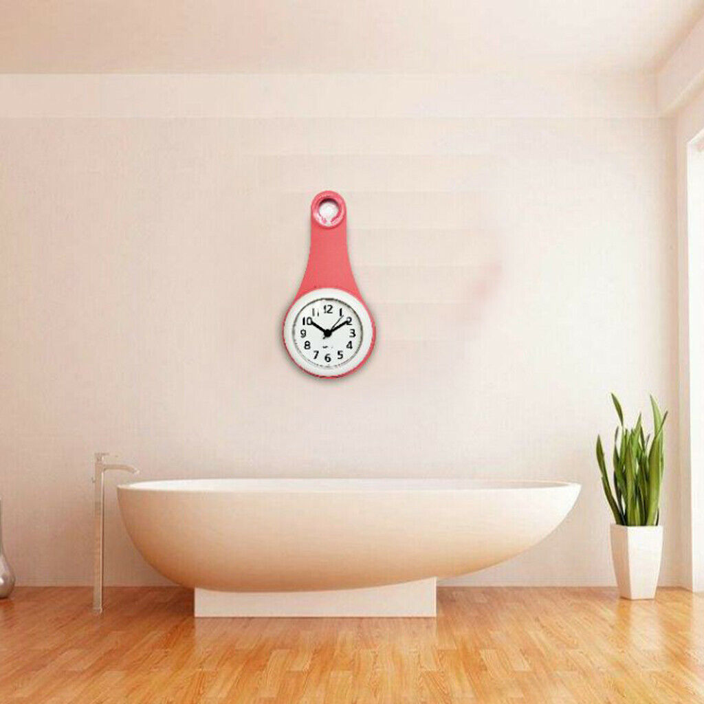 Water Resistant Bathroom Wall Clock with Quiet Sweep Movement Pink