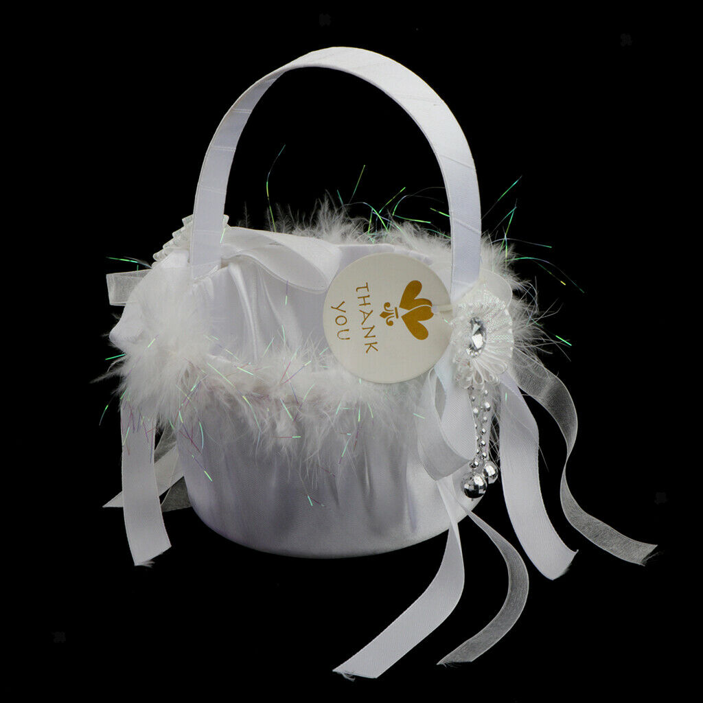Elegant Satin Style Plush Flower Girl Basket Wedding Party Ceremony Supplies