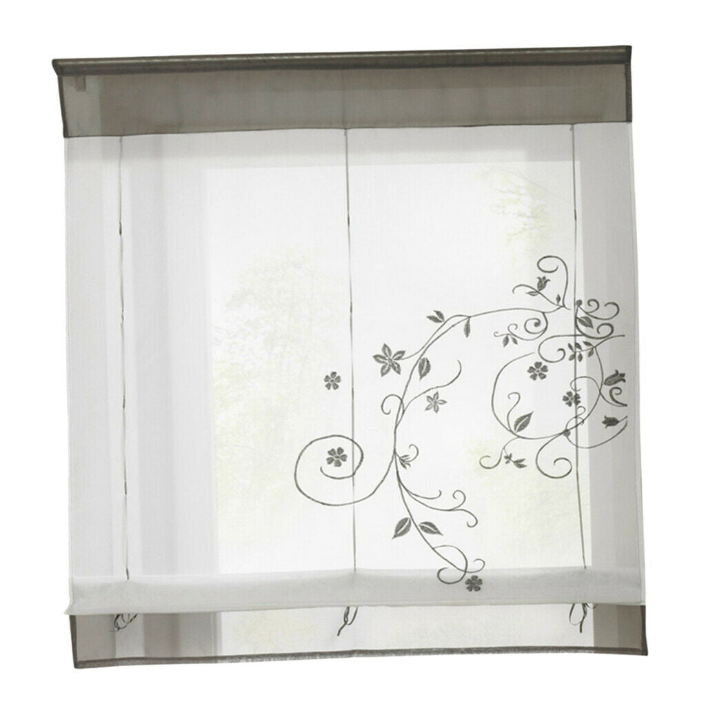 2x Roman Drape Draped Gauze Sheer Window Curtain # 1 Gray, 60x120cm