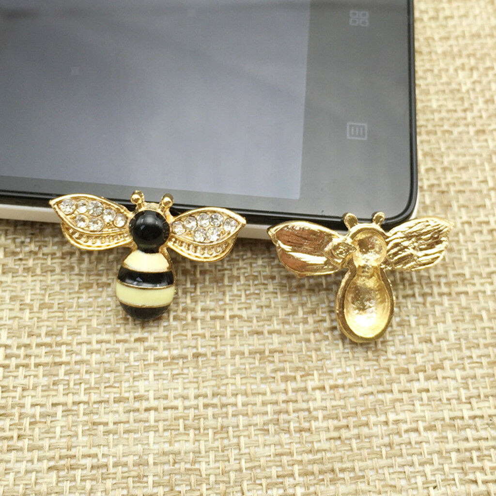 5pcs Alloy Bee Shape Rhinestone Flatback Buttons for Jewelry Making Crafts