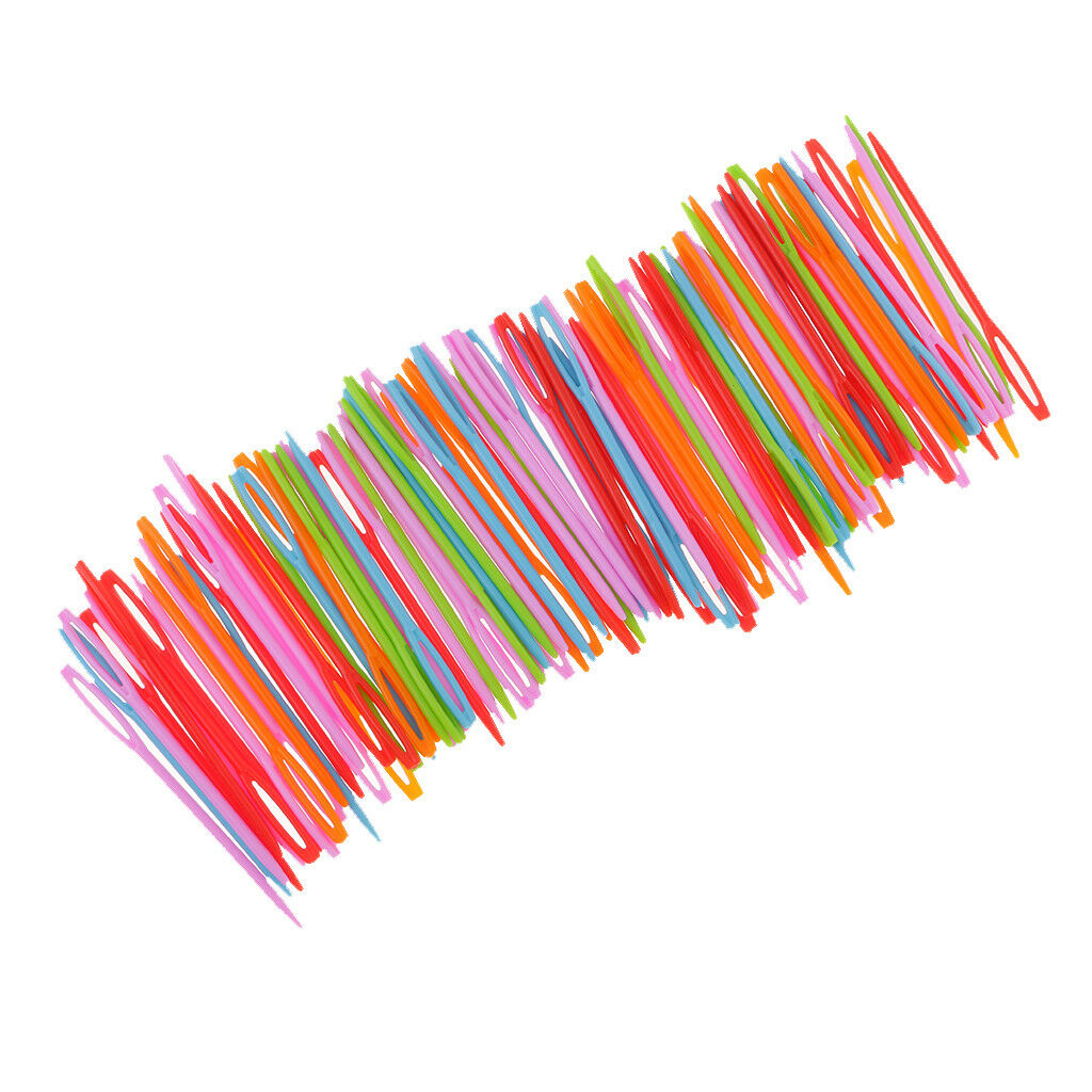 100pcs Colorful Plastic Sewing Needles Tapestry Wool Yarn Tools Kids Craft