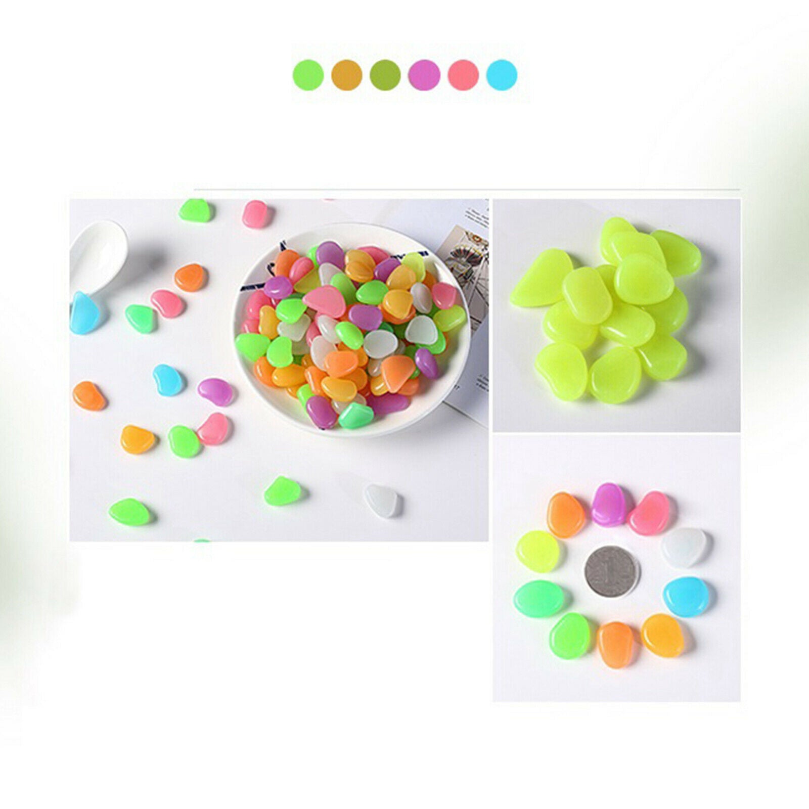 100Pcs Pebbles Stones Glow in the Dark Rocks For Garden Path Yard Ornaments