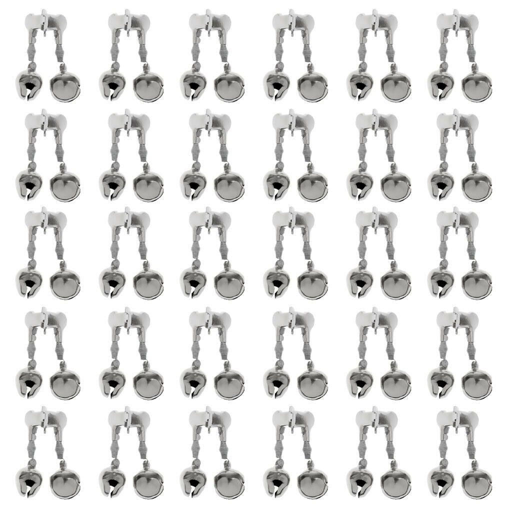 30 Pcs Twin Bells Ring Fishing Rod Clamp Bite Bait Alarms Fishing Bells Ring