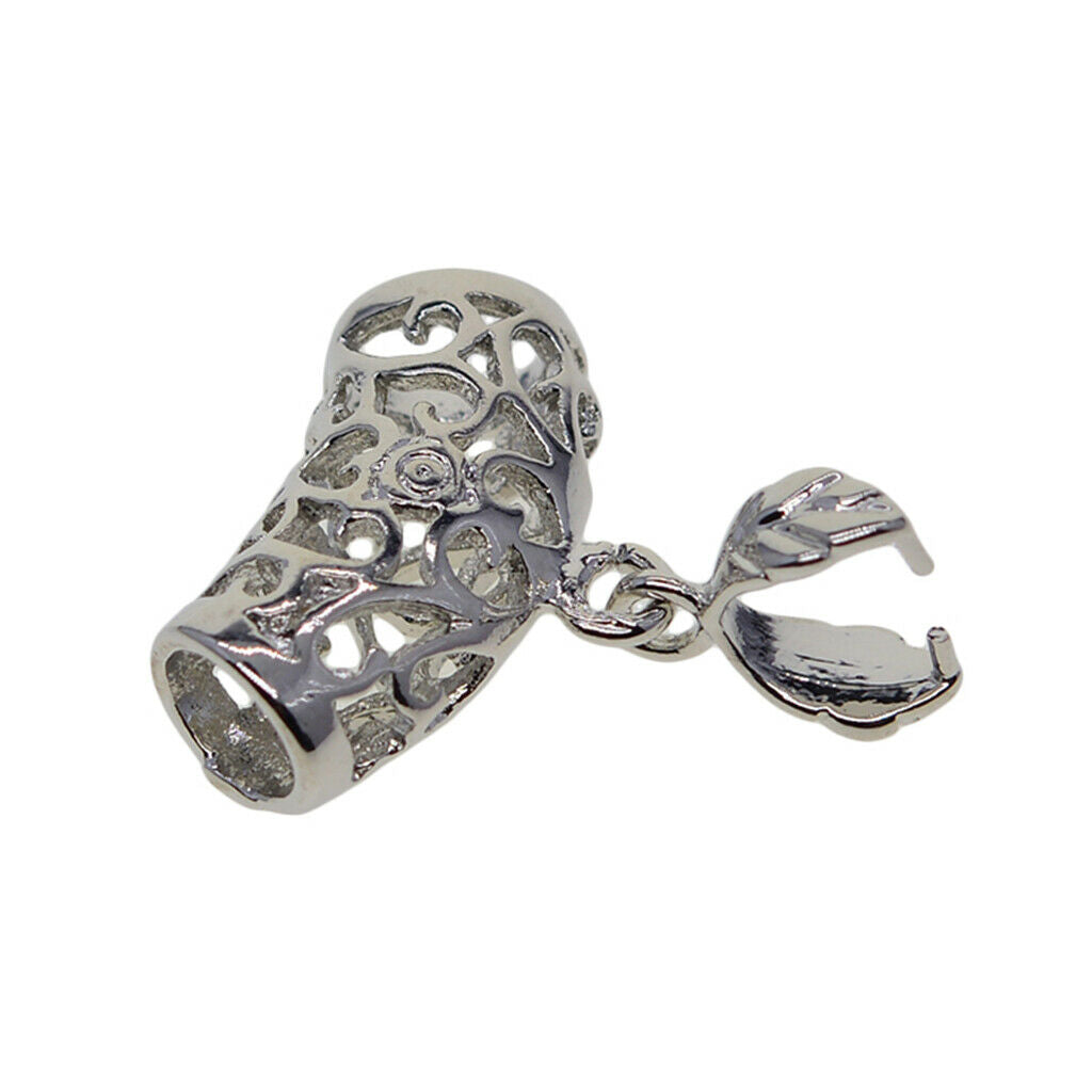 6pcs Leaf Pinch Bails Silvery Pendant Holder Bag Decor DIY Jewelry Making