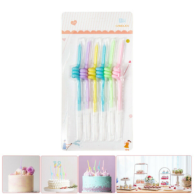 6*Birthday Cake Candles Curve Thread Rainbow Candle Kids Birthday Cake De.l8