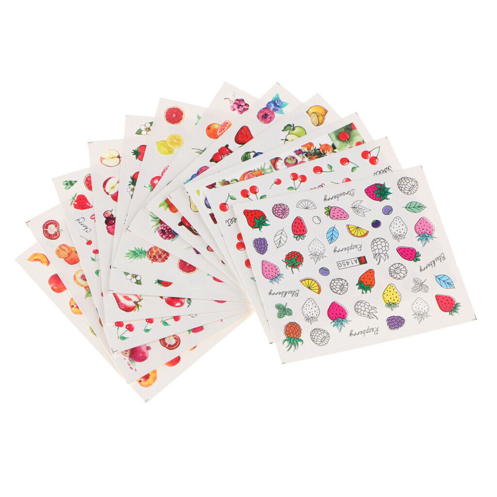 24 PCS Different Styles Pattern Flower Fruits DIY Nail Art Stickers Decals