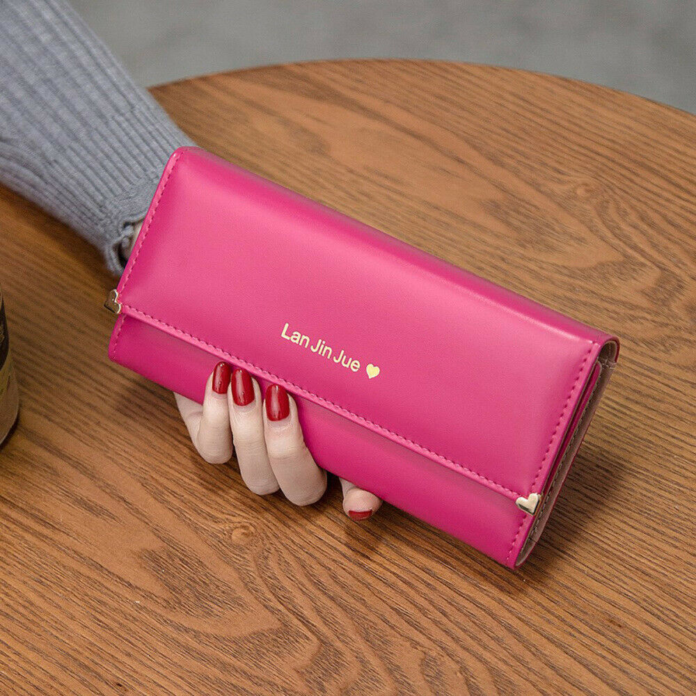 Womens Faux Leather Clutch Wallet Bag Long Handbag Purse Holder Card