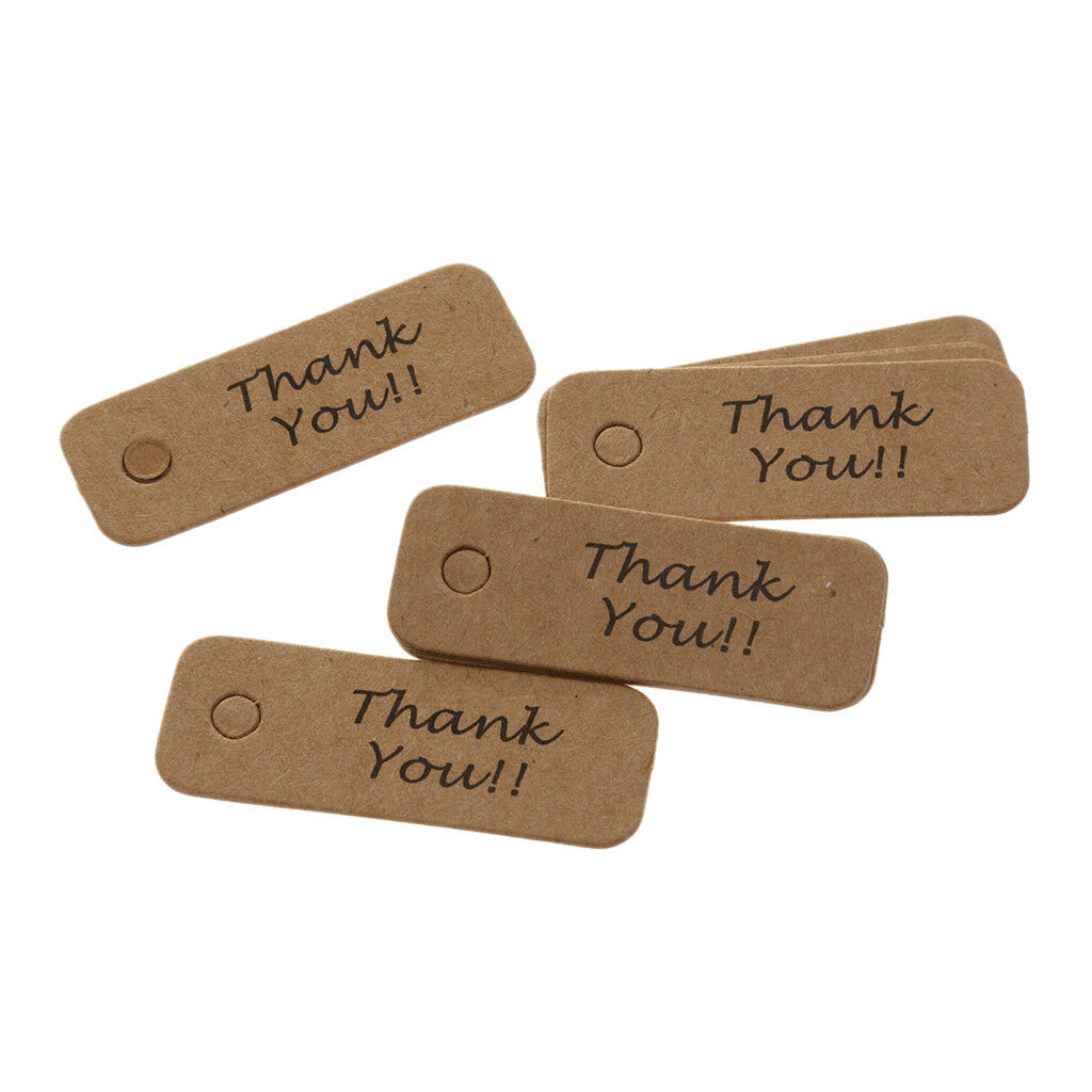100pcs Thank You Christmas Kraft Paper Gift Tags Labels Hanging Cards Brown