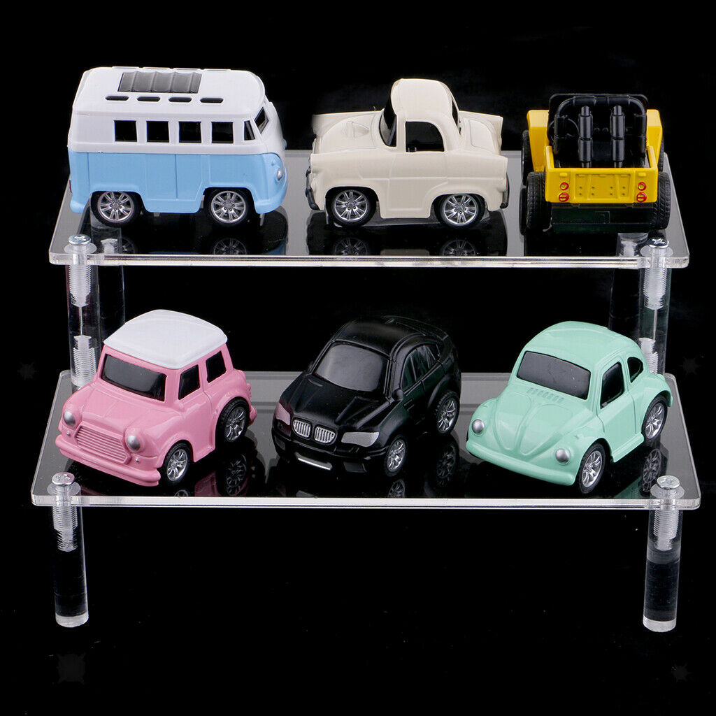 2-Tier Acrylic Character Car Toys Display Rack Stand Holder DIY Assembly