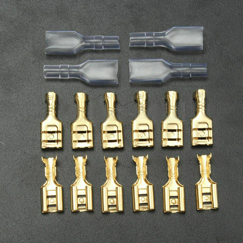 200pcs 6.3mm Female Spade Connectors Mayitr Brass Crimp Terminals 16-22 AWG