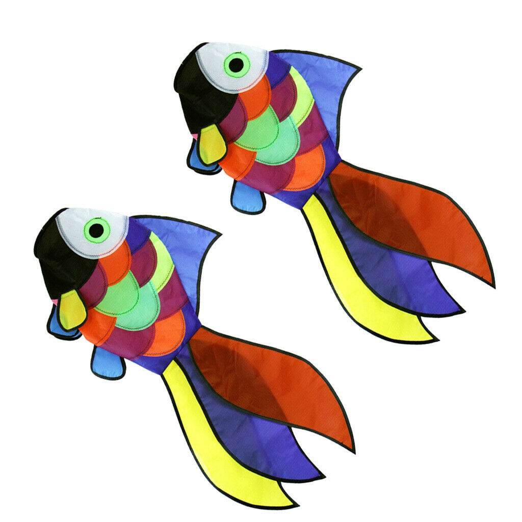 2pcs Rainbow Fish Kite Windsock Outdoor Garden Decor Children Line