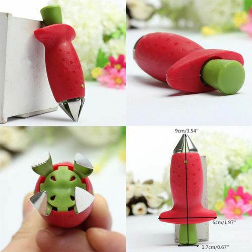Strawberry Berry Stem Gem Leaf Huller Remover Fruit Corer Slicer Cutter Split BD