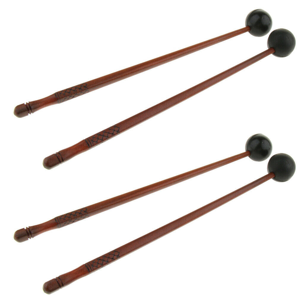 2 Pair Hank Drum Beaters Lotus Drum Tankdrum Sticks Rods, Rubber Mallet Hammer