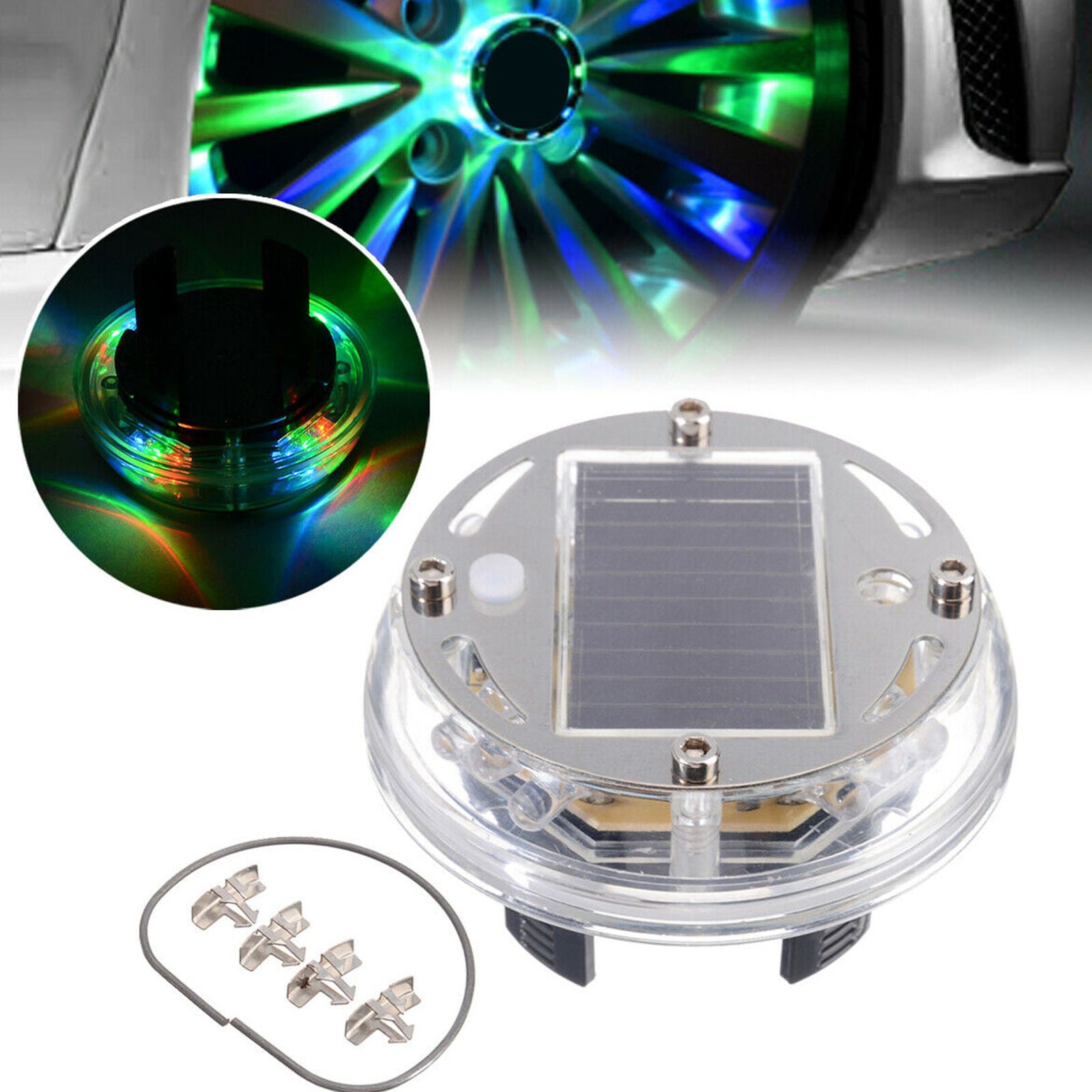 12 LED RGB Car Auto Solar Energy Flash Wheel Tire Light Lamp Decor