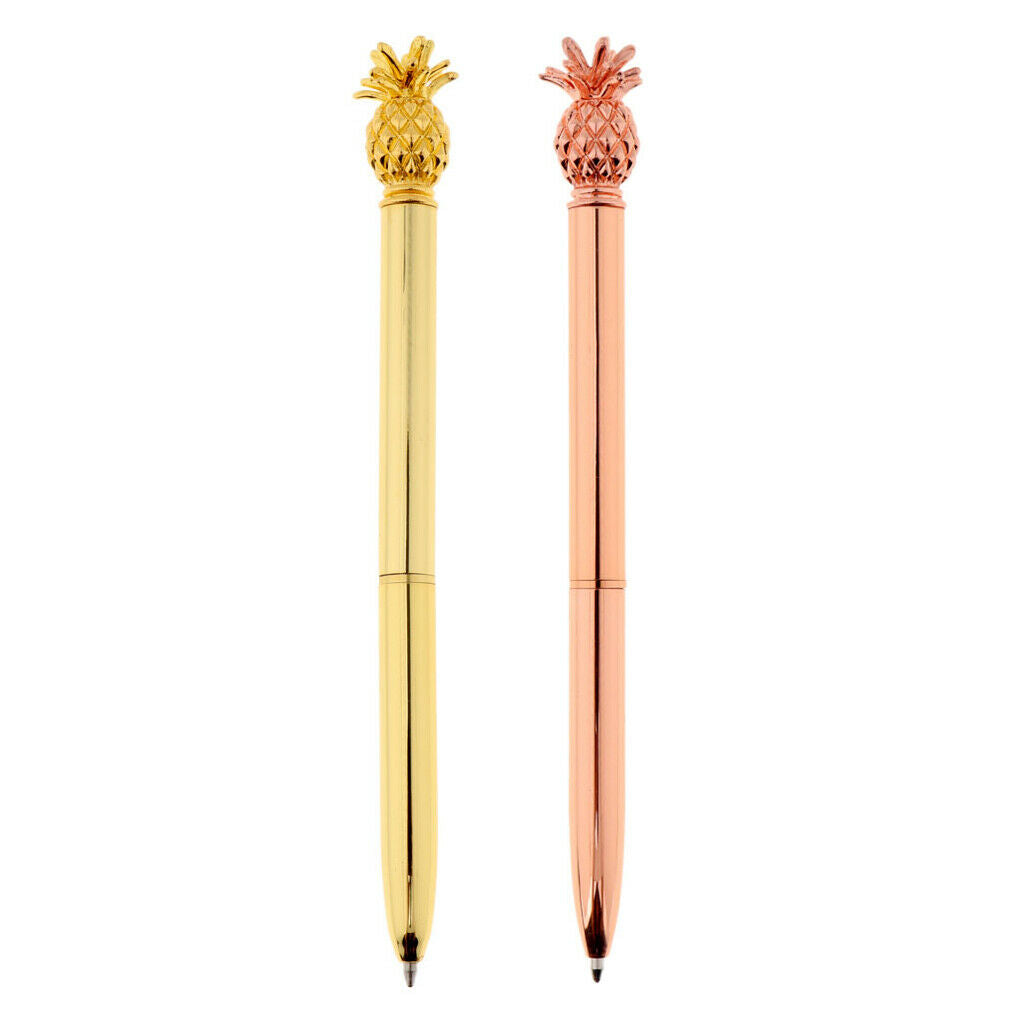 Set of 2 Pineapple Ball Pens Tip Liquid Pen Office Stationary Decoration