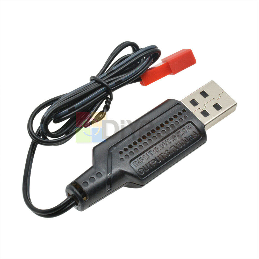 3.7V 500mA Output 1S Lipo Lithium Battery USB Cable Charger Red JST Female Head