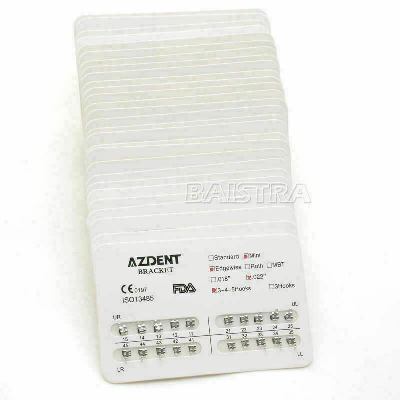 300 X Orthodontic Bracket Ultrathin Mini Edgewise Slot.022 Hooks 3-4-5 AZDENT