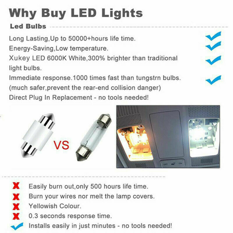 16pcs White LED Light Interior Kit Bulbs + License For Ford F250 F350 1999-2017