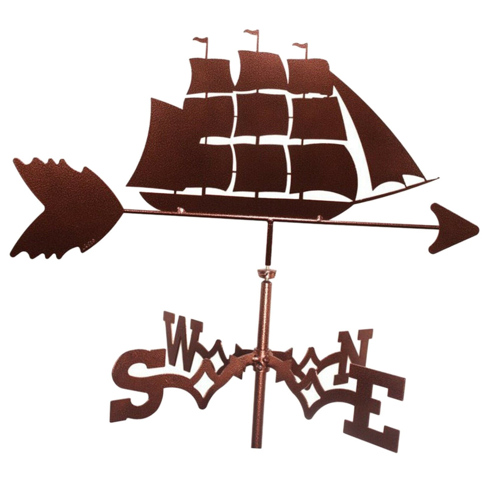 Elegant Stainless Metal Sailboat Weathervane Weather Vane Outdoor Yard Decor