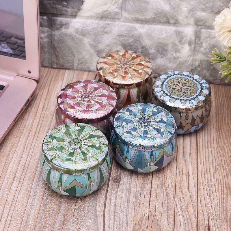 Retro Tin Box Jar Tea Candy Jewelry Coin Storage Case Candle Sealed Cans Holder