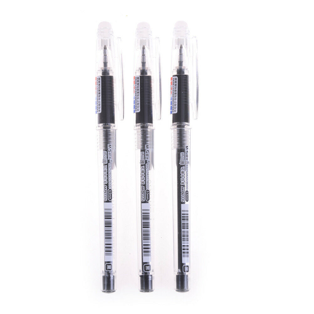 3pcs Stationery 0.5mm Tip Black Eraser Ink Erasable Gel Pen OfficeSchoolSupN Tt