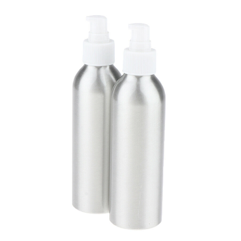 2Pieces Reusable Aluminum Empty Pump BottleS for Bathroom Travel hotel White