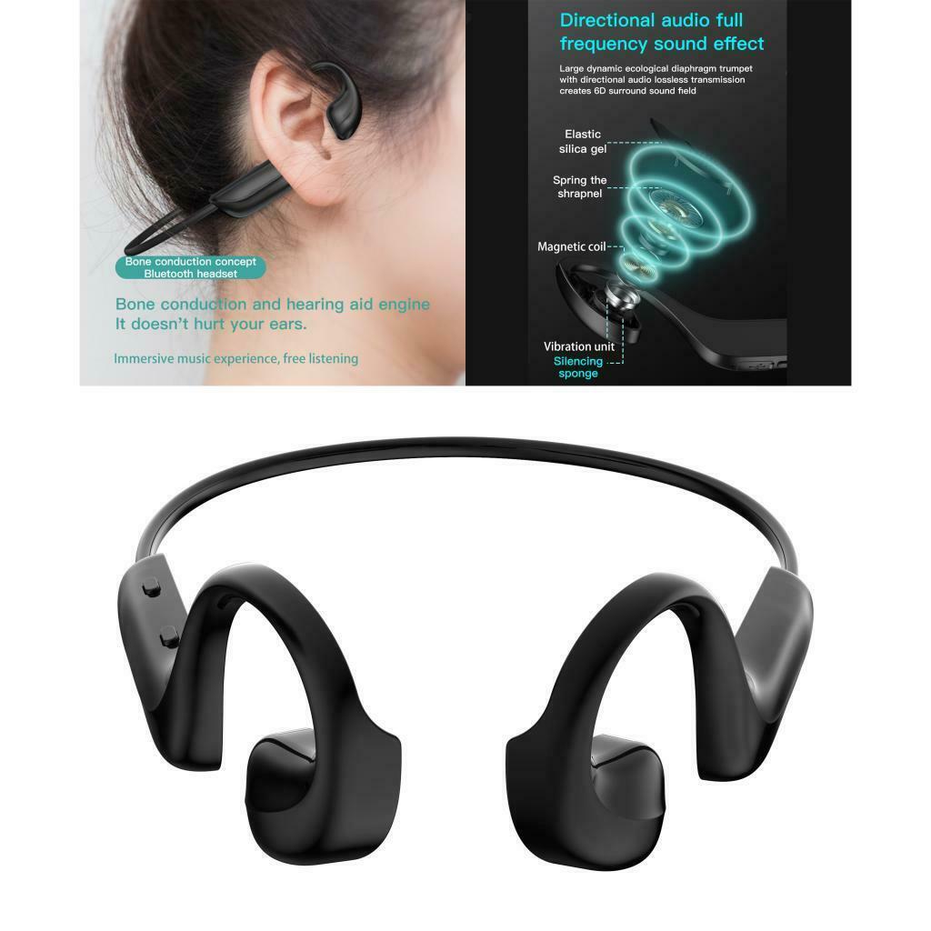 Bone Conduction Headphones Waterproof Stereo Earphones with Mic Headsets New
