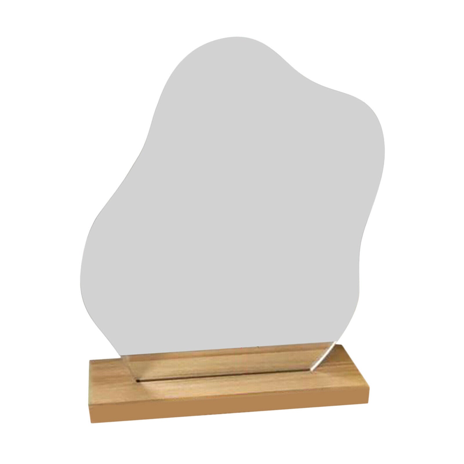 Acrylic Mirrors Irregular Cosmetic Makeup Mirror Wooden Base Decor 24x19cm