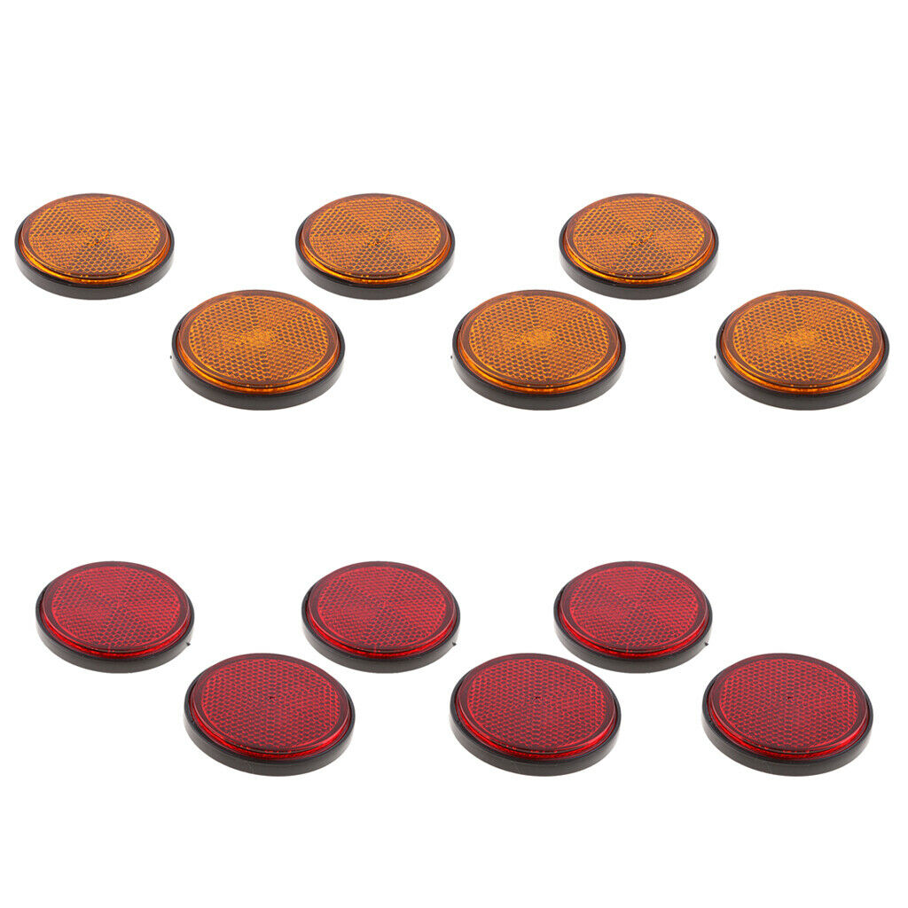 12x Red+Orange Round Reflectors Universal for Motorcycle ATV Dirt Bike Motorbike