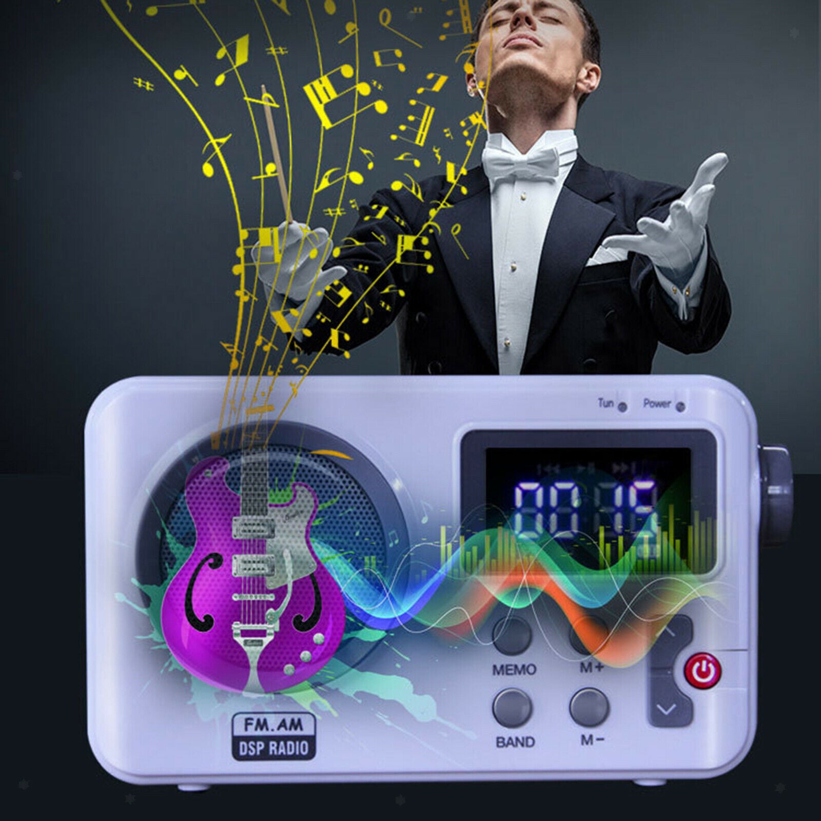 Portable Radio FM LCD Display Big Speaker Lightweight for Gift Office Travel