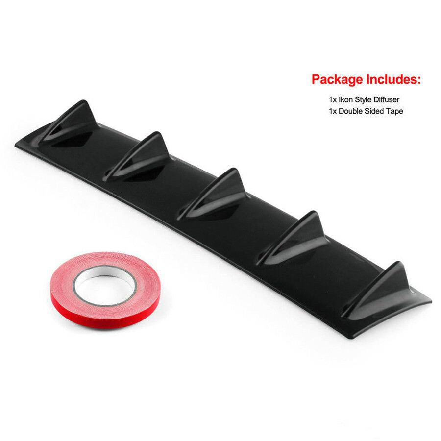 23'' x6'' Gloss Black Universal Car Lower Rear Bumper Lip Diffuser Spoiler 5 Fin