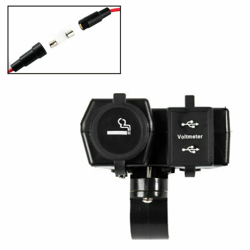 12V 4.2A Dual USB ATV Scooter BlueLED Charger Socket Voltmeter Cigarette Lighter