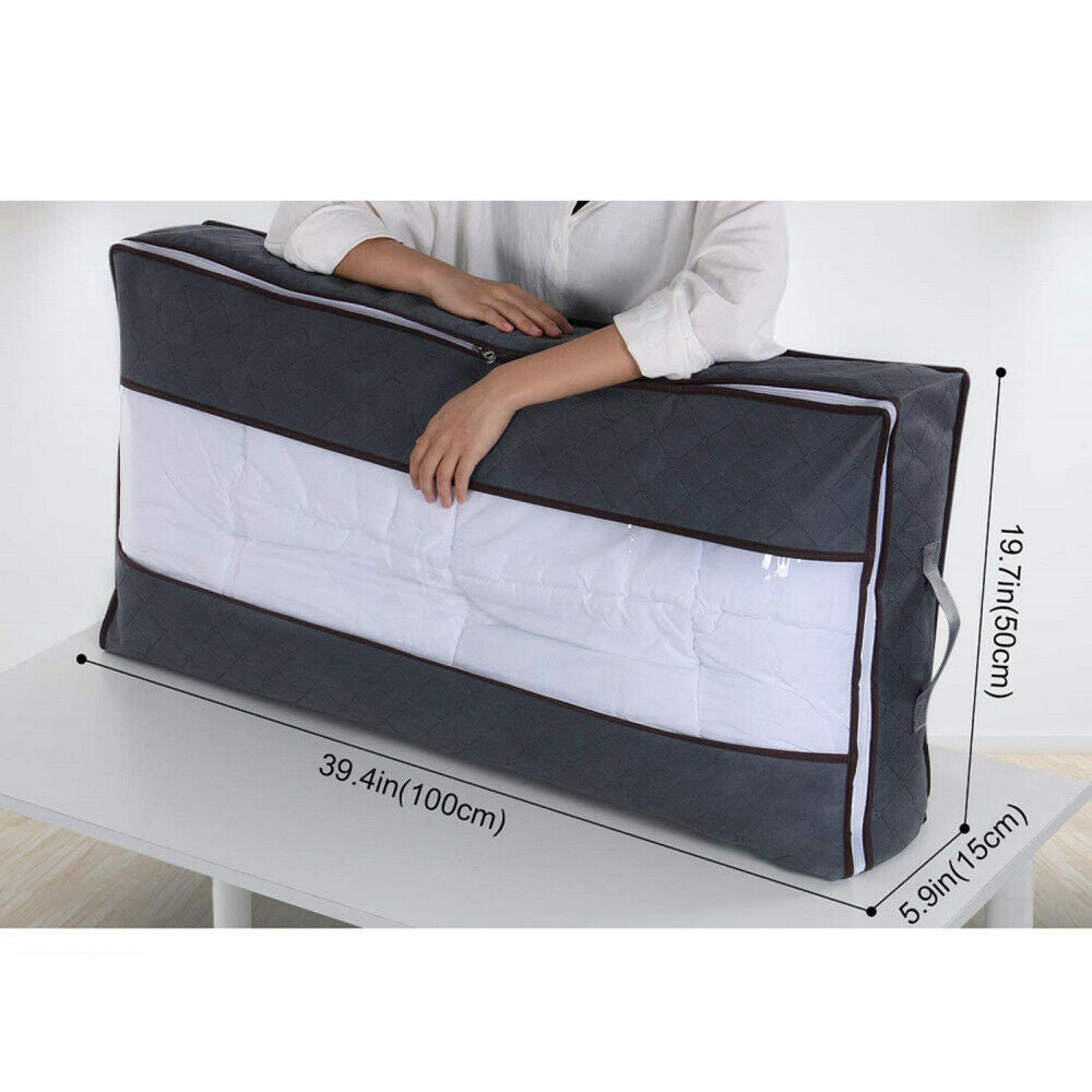 Flexible Zippered Underbed Storage Bag for Comforter Blanket Packing Storage