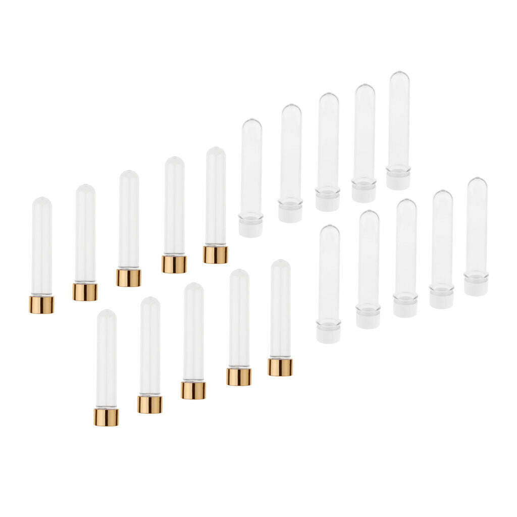 10pcs 40ml Clear PET Plastic Test Tubes with Screw Caps (25x140mm) White