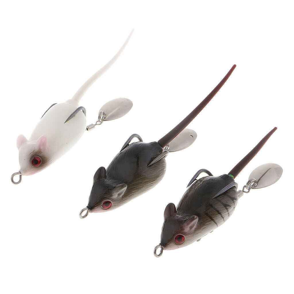 3pcs Mice Baits Frog Topwater Rat Lure Sequins Bait Artificial Fishing Lures