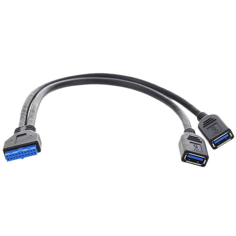 2 Port USB 3.0 Female to 20 Pin Header Cable Adapter Connector For MotherboardB6