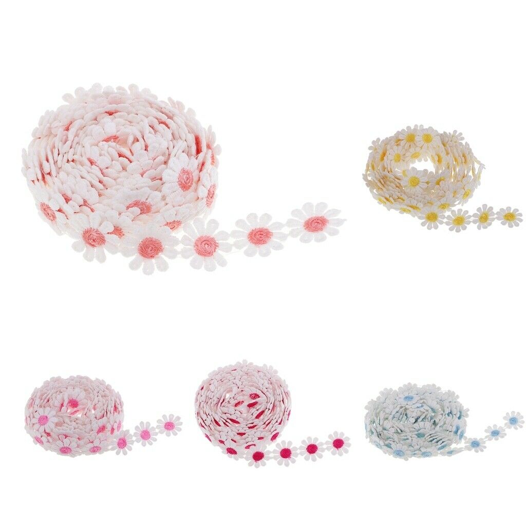 3X 3Yard Daisy Flower Lace Trim Ribbon Applique Craft DIY Cloth Ornaments