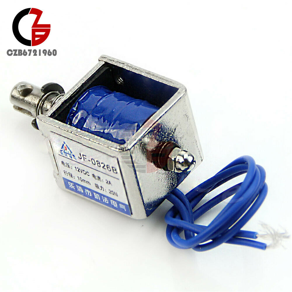 DC12V 2A Push Pull Type Open Frame Solenoid Electromagnet Reset 10mm 20N