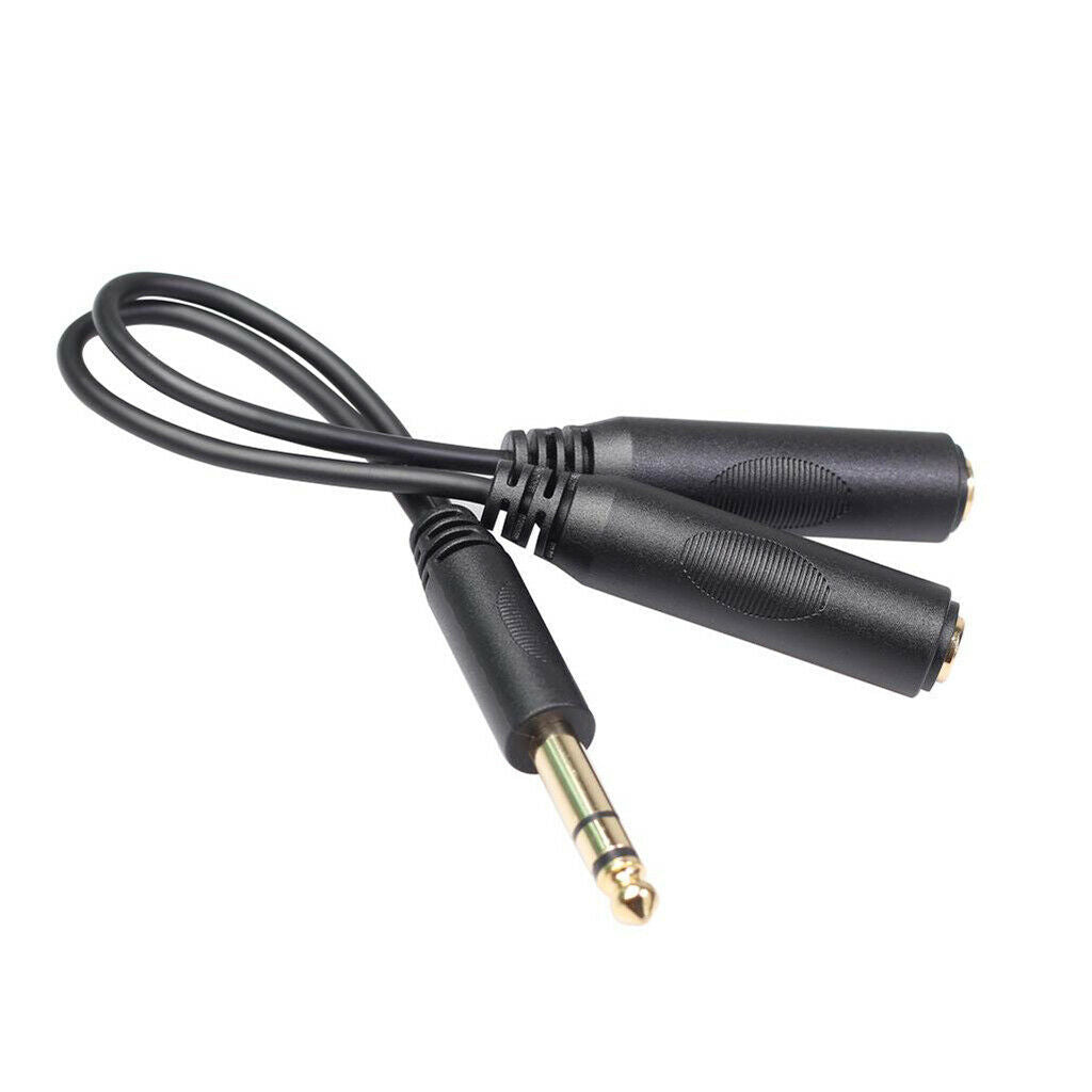 8" 6.35 1/4" inch 1 Male Plug to Dual 1/4" Female Y Splitter Audio Cable New