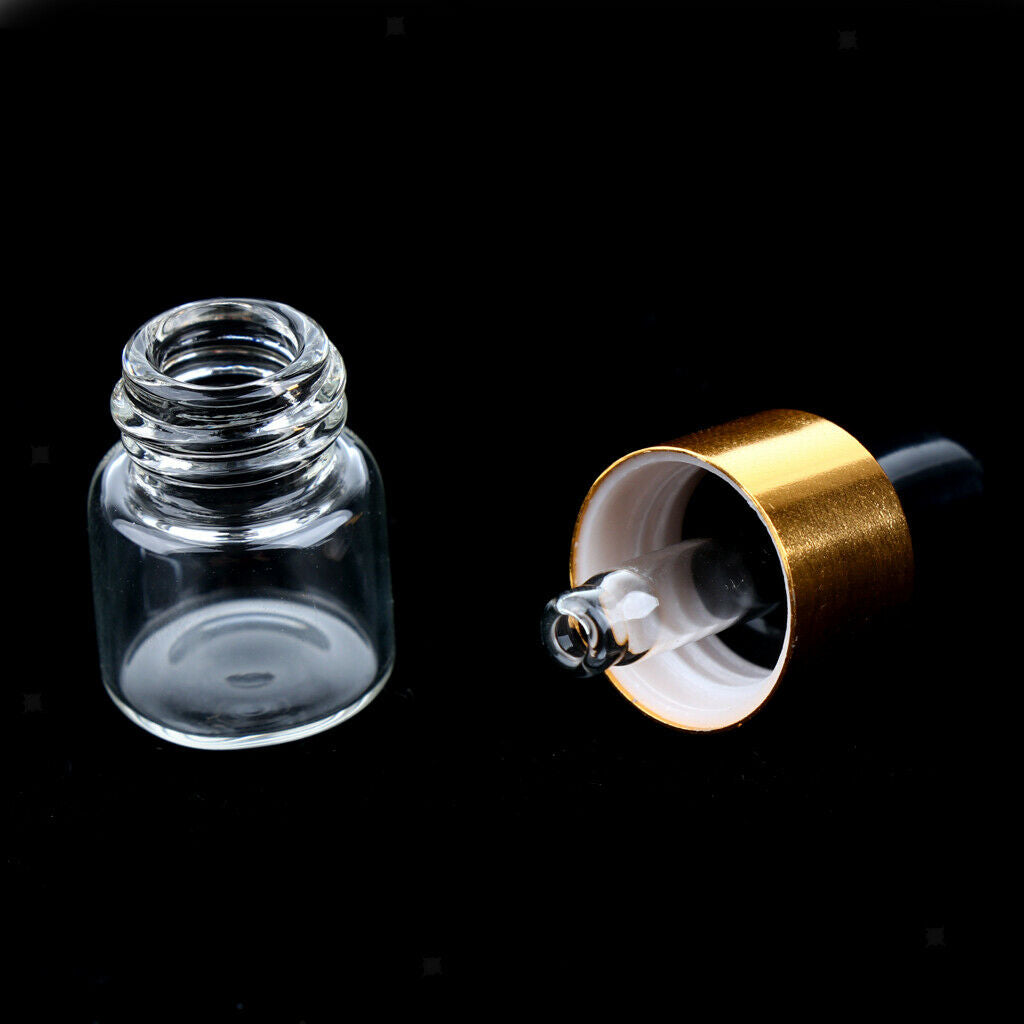 40 Pieces Travel Empty Glass Essential Oil Refillable Dropper Bottles 1+2ML